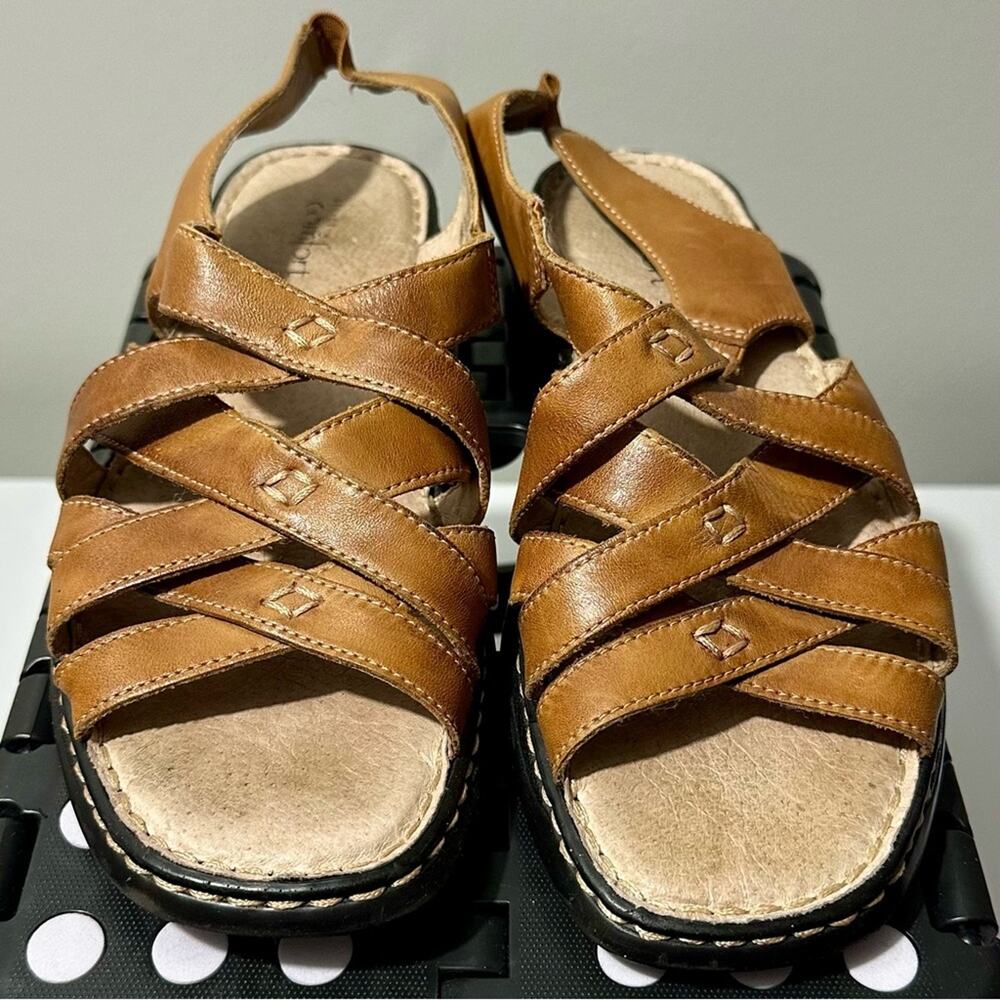Strictly Comfort Elegant Brown Leather Sandals Size 8M
